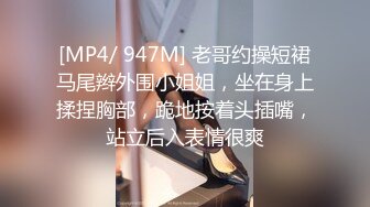 [MP4/ 947M] 老哥约操短裙马尾辫外围小姐姐，坐在身上揉捏胸部，跪地按着头插嘴，站立后入表情很爽