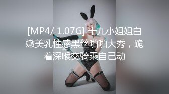 [MP4/ 1.07G] 十九小姐姐白嫩美乳性感黑丝啪啪大秀，跪着深喉交骑乘自己动